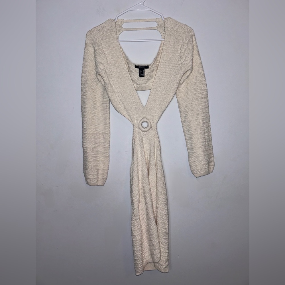 Forever 21 Cream Knit Sweater Dress